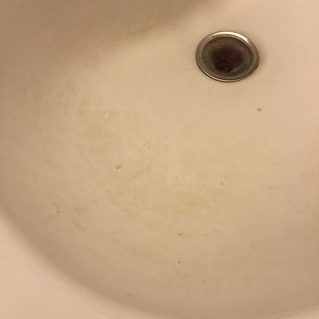 The dirty sink in my bathroom.